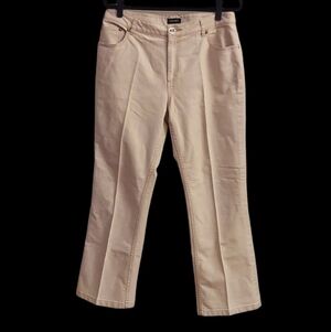 WOMYN Beige Mid Rise Wide Leg Denim Pants 14 Cotton Blend Casual Office